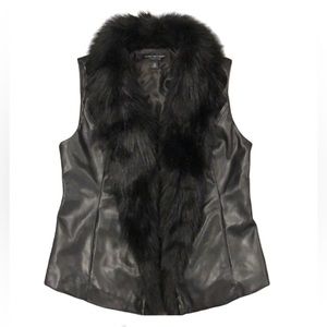 Faux fur vegan leather vest